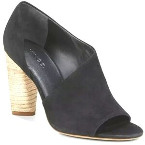 Vince |Black Leather Suede Cut Out Hi Heels Peep Toe Neutral Luxe Sz.8.5